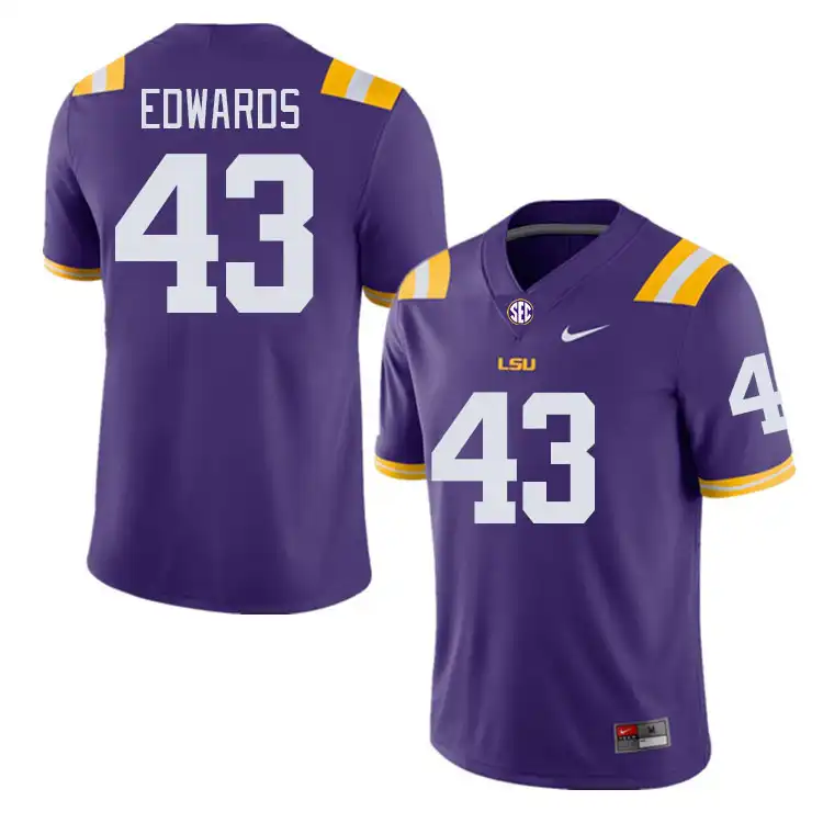 Men's LSU Tigers Ty'son Edwards #43 Purple NCAA Football Jersey